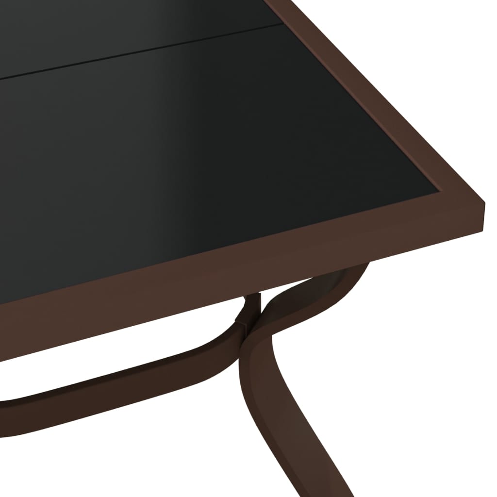 Garden Table Brown and Black 180x80x70 cm Steel and Glass