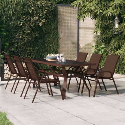 Garden Table Brown and Black 180x80x70 cm Steel and Glass