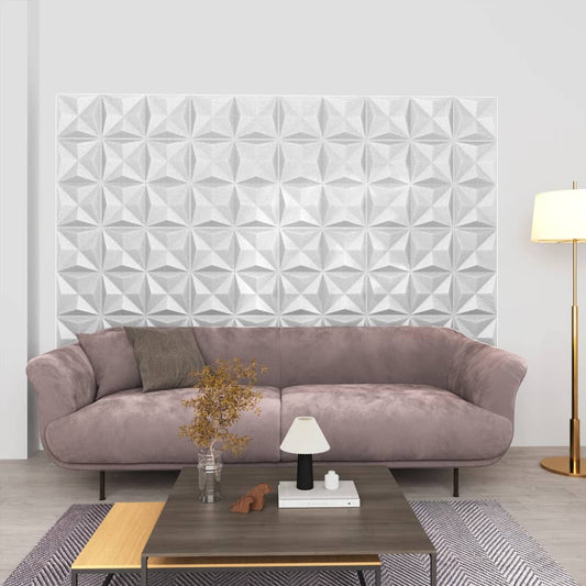 3D Wall Panels 48 pcs 50x50 cm Origami White 12 m²