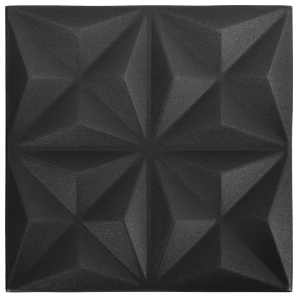 3D Wall Panels 48 pcs 50x50 cm Origami Black 12 m²