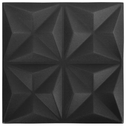 3D Wall Panels 48 pcs 50x50 cm Origami Black 12 m²