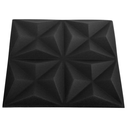 3D Wall Panels 48 pcs 50x50 cm Origami Black 12 m²