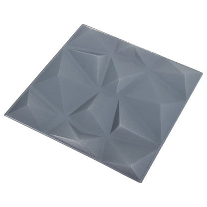3D Wall Panels 48 pcs 50x50 cm Diamond Grey 12 m²