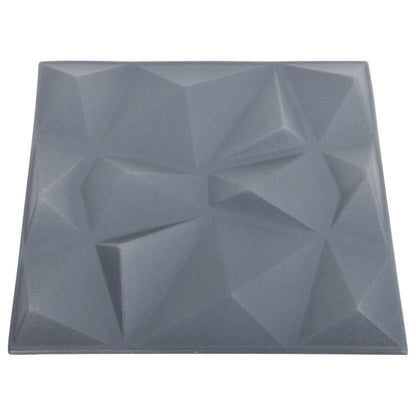 3D Wall Panels 48 pcs 50x50 cm Diamond Grey 12 m²