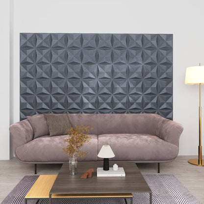 3D Wall Panels 48 pcs 50x50 cm Origami Grey 12 m²