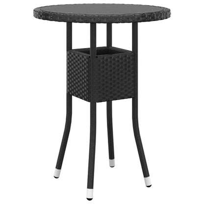 3 Piece Garden Bistro Set Poly Rattan and Tempered Glass Black