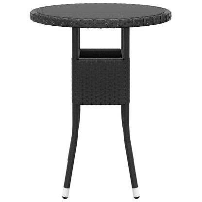 3 Piece Garden Bistro Set Poly Rattan and Tempered Glass Black