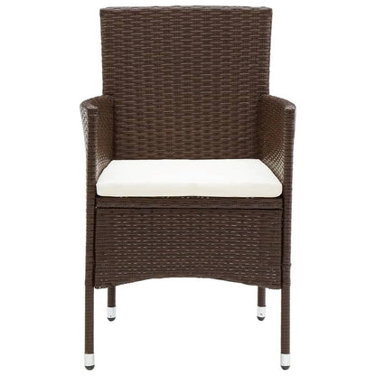 3 Piece Garden Bistro Set Poly Rattan and Tempered Glass Brown
