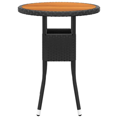 3 Piece Garden Bistro Set Poly Rattan and Solid Wood Black