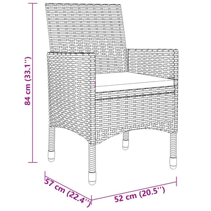 3 Piece Garden Bistro Set Poly Rattan and Solid Wood Black