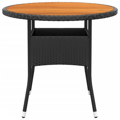3 Piece Garden Bistro Set Poly Rattan and Solid Wood Black