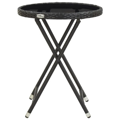 3 Piece Garden Bistro Set Poly Rattan and Tempered Glass Black