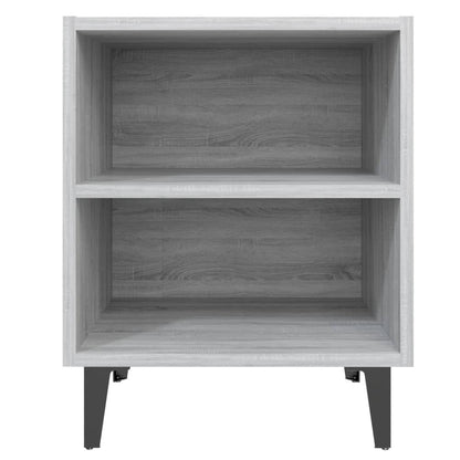 Bed Cabinet with Metal Legs Grey Sonoma 40x30x50 cm