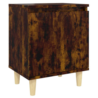 Bed Cabinet with Solid Wood Legs Smoked Oak 40x30x50 cm