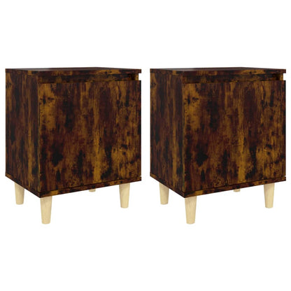 Bed Cabinets with Solid Wood Legs 2 pcs Smoked Oak 40x30x50 cm