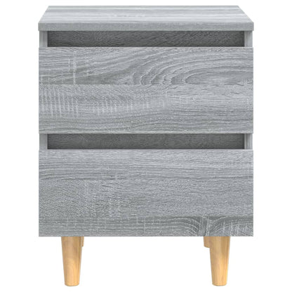Bed Cabinets with Solid Wood Legs 2 pcs Grey Sonoma 40x35x50 cm