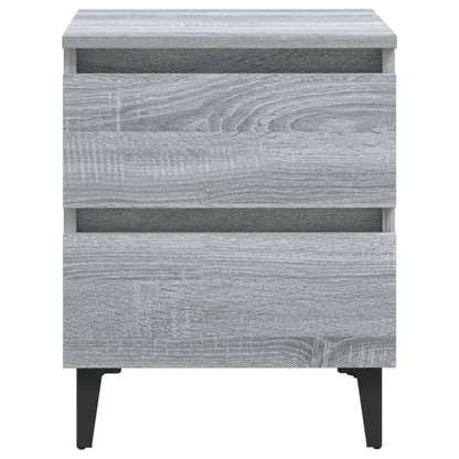 Bed Cabinet with Metal Legs Grey Sonoma 40x35x50 cm