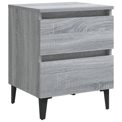 Bed Cabinets with Metal Legs 2 pcs Grey Sonoma 40x35x50 cm