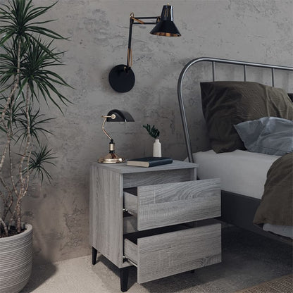 Bed Cabinets with Metal Legs 2 pcs Grey Sonoma 40x35x50 cm