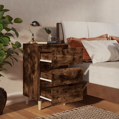 Bed Cabinets with Solid Wood Legs 2 pcs Smoked Oak 40x35x69 cm