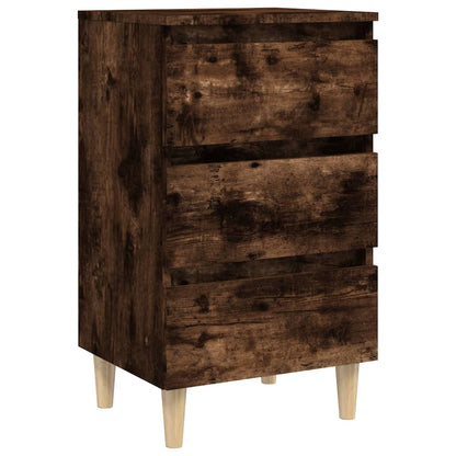 Bed Cabinets with Solid Wood Legs 2 pcs Smoked Oak 40x35x69 cm