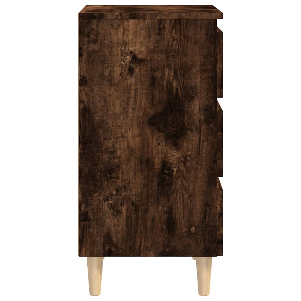 Bed Cabinets with Solid Wood Legs 2 pcs Smoked Oak 40x35x69 cm