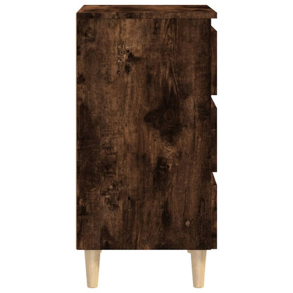 Bed Cabinets with Solid Wood Legs 2 pcs Smoked Oak 40x35x69 cm