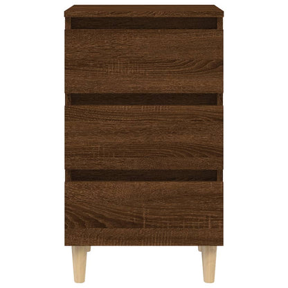 Bed Cabinet with Solid Wood Legs Brown Oak 40x35x69 cm