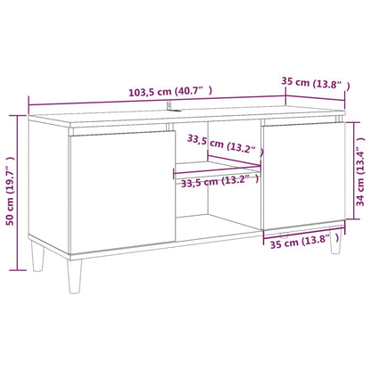 TV Cabinet with Solid Wood Legs Brown Oak 103.5x35x50 cm