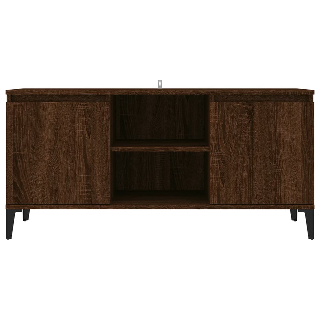 TV Cabinet with Metal Legs Brown Oak 103.5x35x50 cm