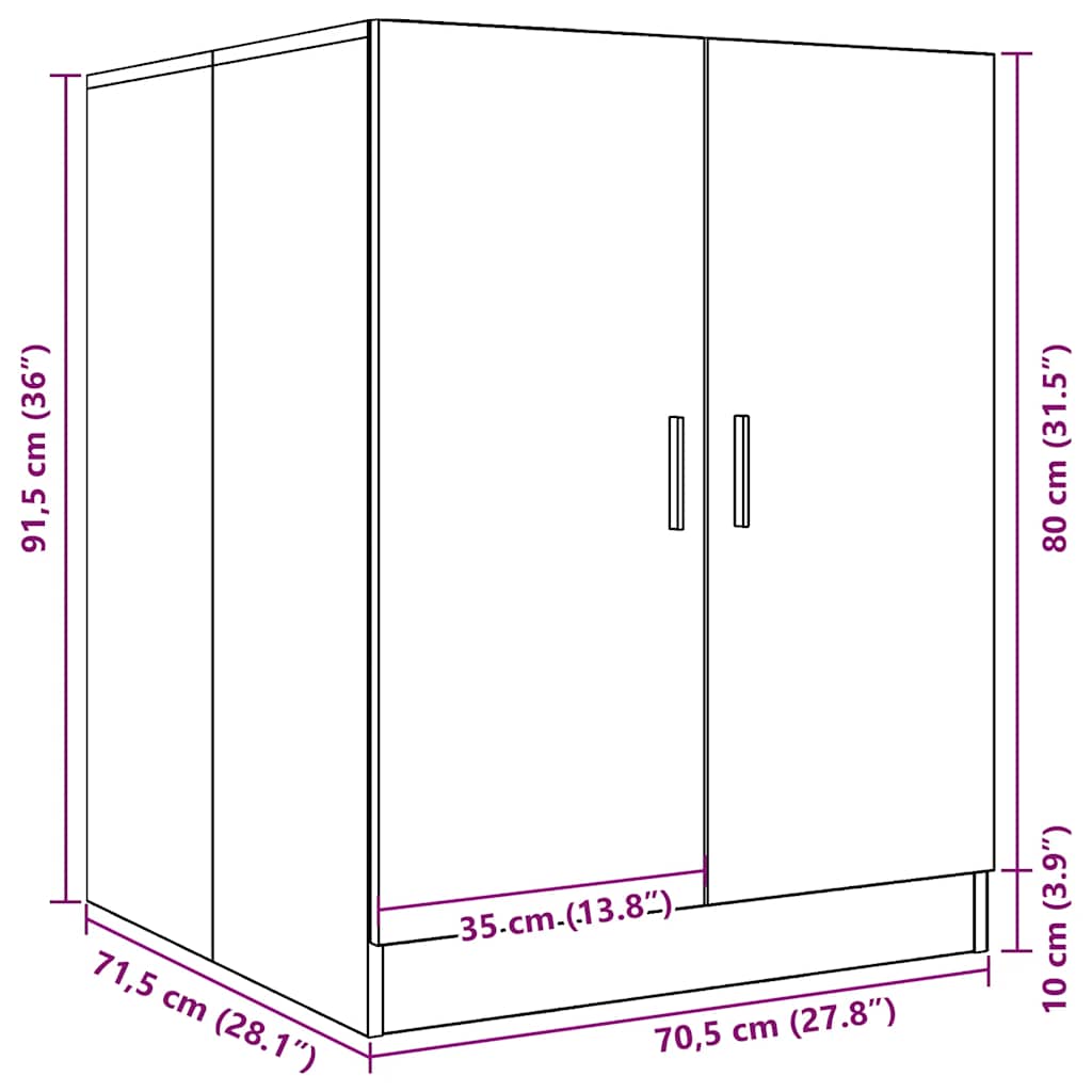 Washing Machine Cabinet Grey sonoma 71x71.5x91.5 cm