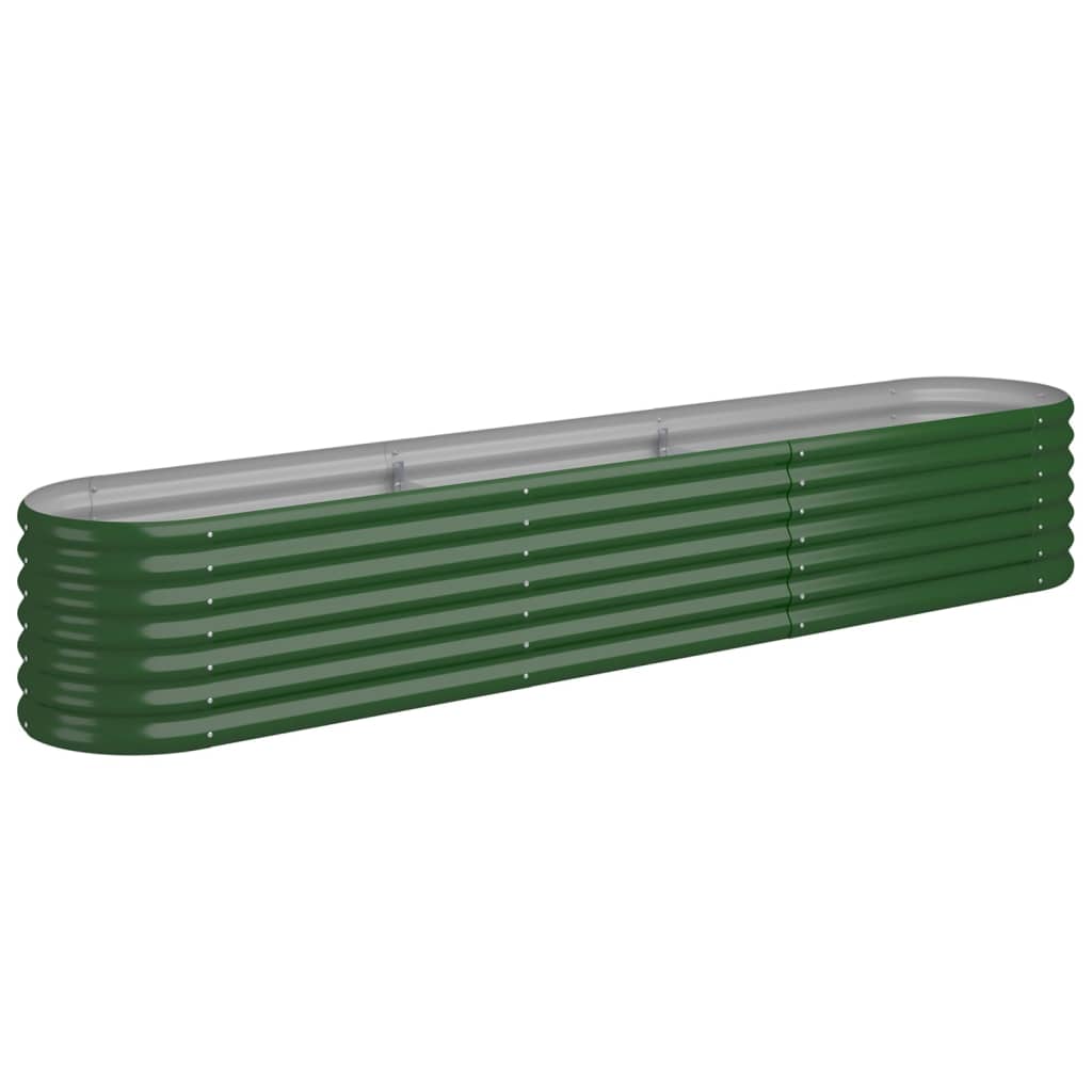 Garden Raised Bed Galvanised Steel 224x40x36 cm Green
