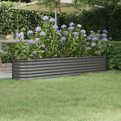 Garden Raised Bed Galvanised Steel 224x40x36 cm Grey