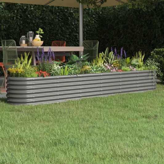 Garden Raised Bed Galvanised Steel 260x40x36 cm Grey