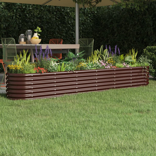 Garden Raised Bed Galvanised Steel 260x40x36 cm Brown