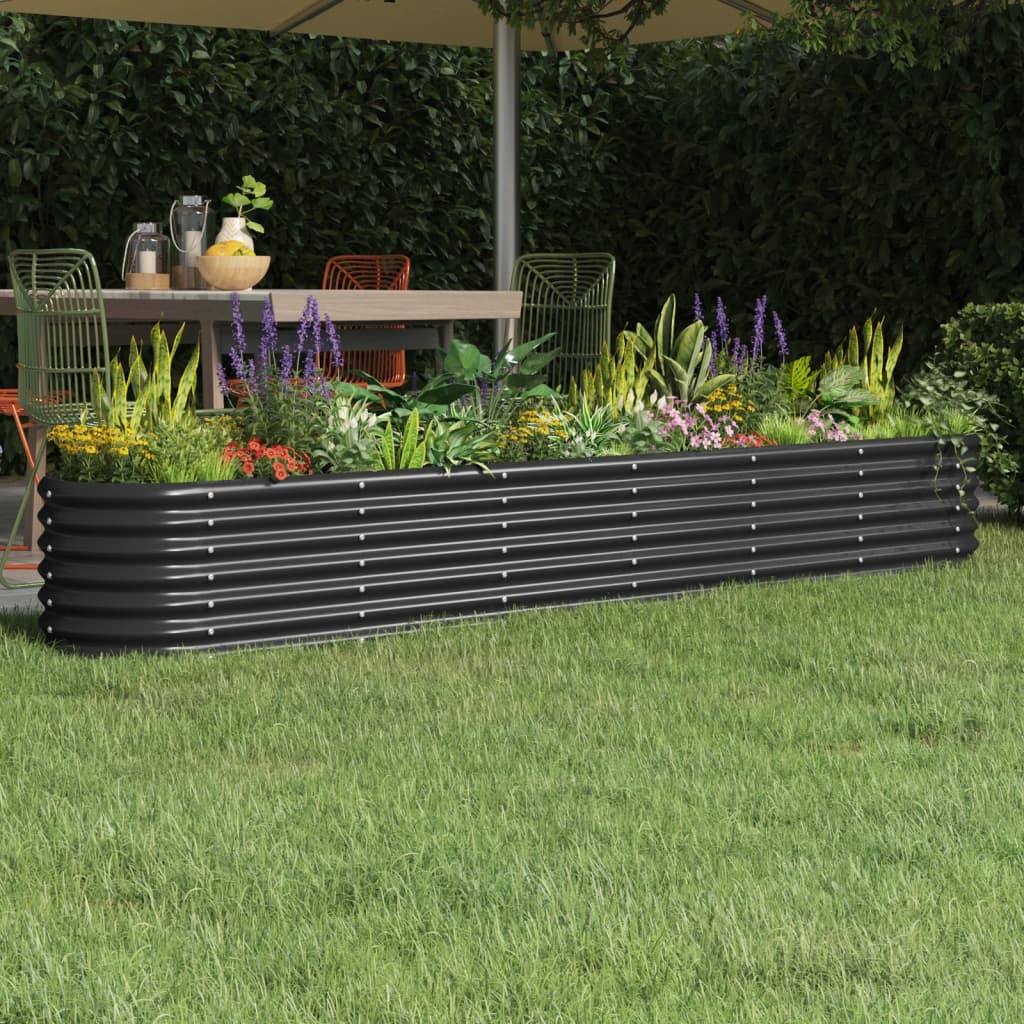 Garden Raised Bed Galvanised Steel 260x40x36 cm Anthracite