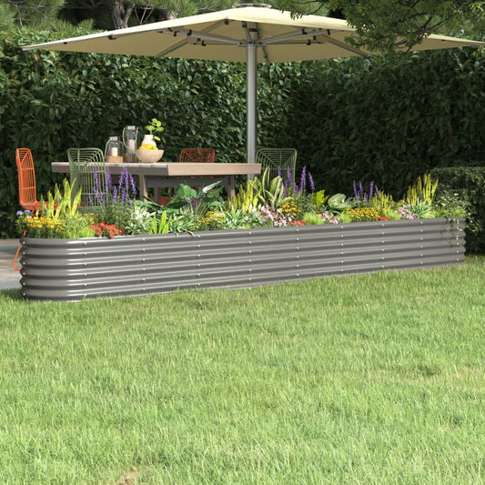 Garden Raised Bed Galvanised Steel 332x40x36 cm Grey