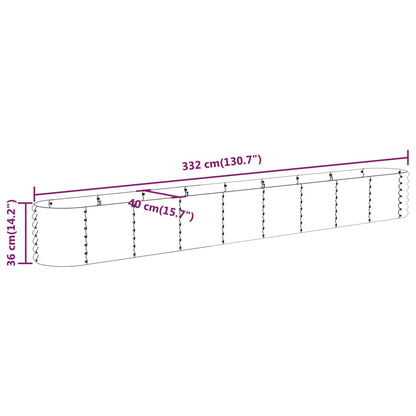 Garden Raised Bed Galvanised Steel 332x40x36 cm Brown