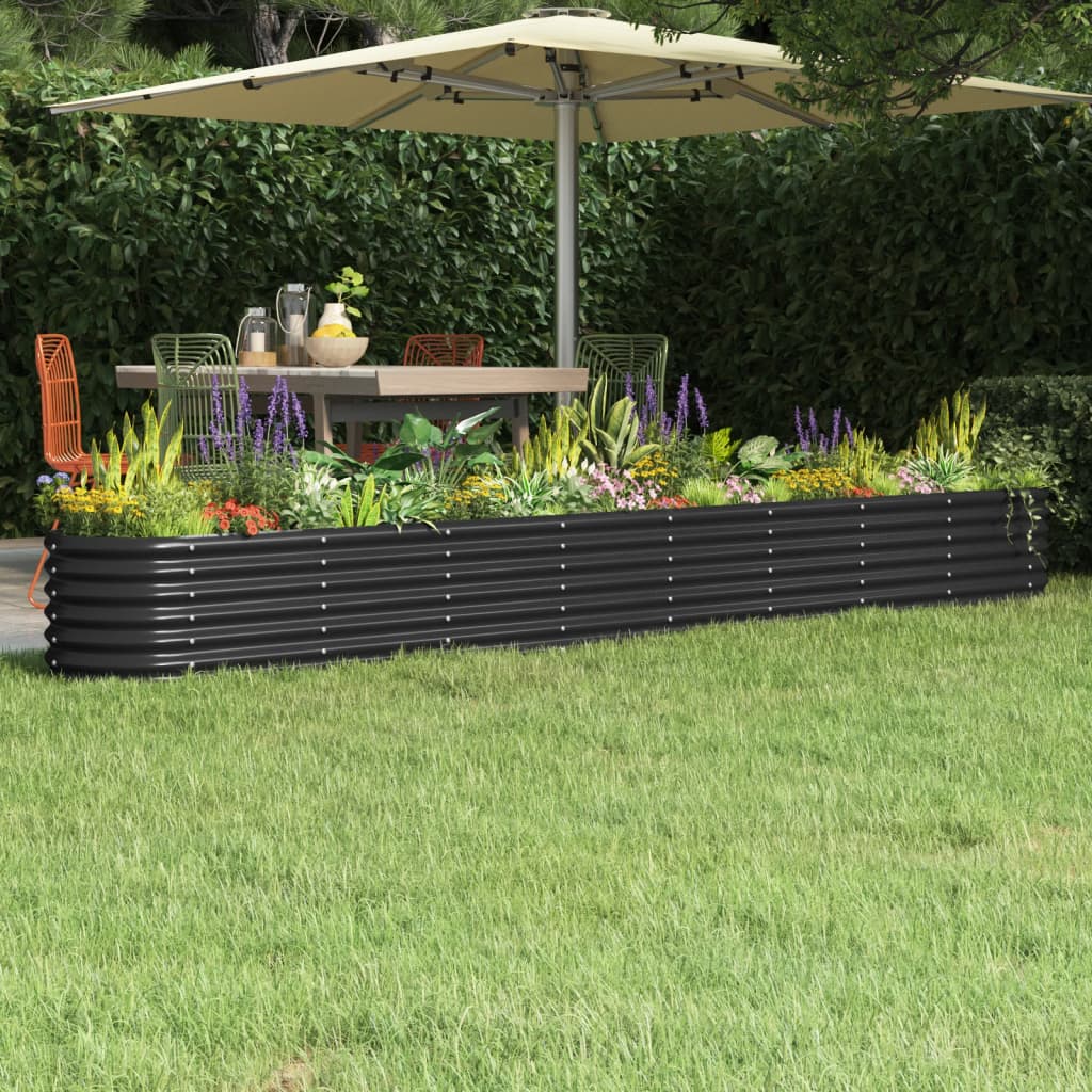 Garden Raised Bed Galvanised Steel 332x40x36 cm Anthracite