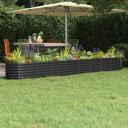 Garden Raised Bed Galvanised Steel 332x40x36 cm Anthracite