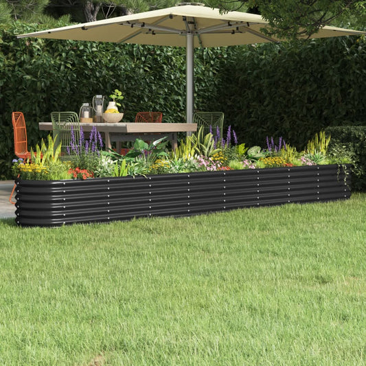Garden Raised Bed Galvanised Steel 332x40x36 cm Anthracite