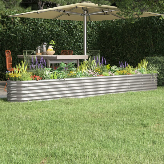 Garden Raised Bed Galvanised Steel 332x40x36 cm Silver
