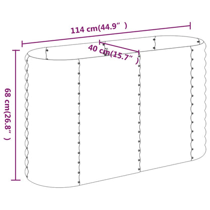 Garden Raised Bed Galvanised Steel 114x40x68 cm Silver