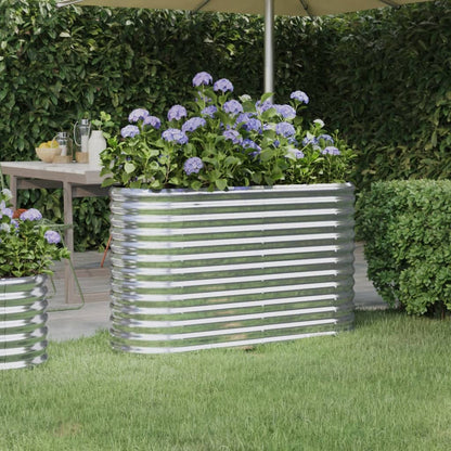 Garden Raised Bed Galvanised Steel 114x40x68 cm Silver
