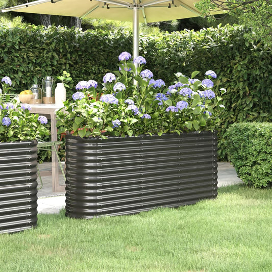 Garden Raised Bed Galvanised Steel 152x40x68 cm Anthracite