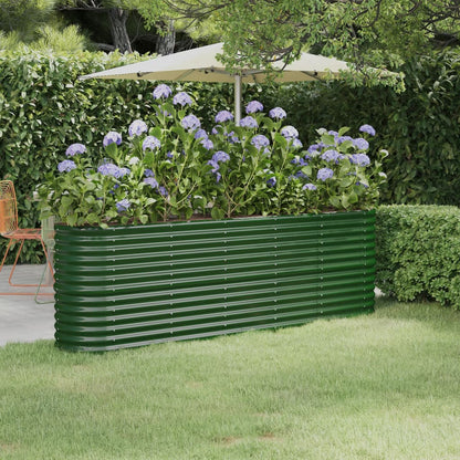 Garden Raised Bed Galvanised Steel 224x40x68 cm Green