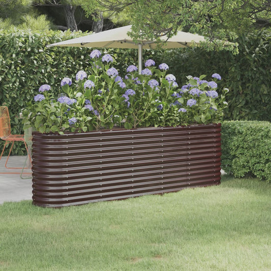 Garden Raised Bed Galvanised Steel 224x40x68 cm Brown