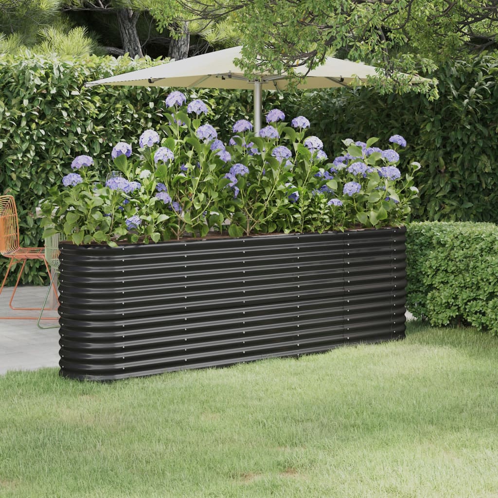 Garden Raised Bed Galvanised Steel 224x40x68 cm Anthracite