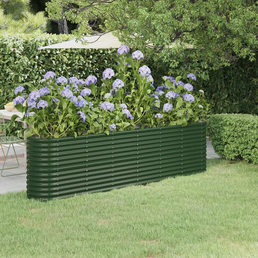 Garden Raised Bed Galvanised Steel 260x40x68 cm Green