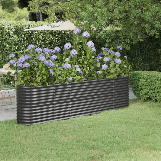 Garden Raised Bed Galvanised Steel 260x40x68 cm Anthracite